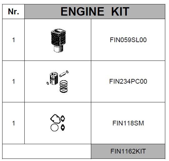 Kit Cylindre + Piston complet + Pochette joints rodage Ø105mm FINIMPIANTI FIN1162KIT - VM Motori SUN 2105 (67A - 14764) ; SUN 3105 (68A - 07789) ; SUN 4105 (69A - 13780) ; SUN 6105 (71A - 08114) - SUN 4105T (70A) SUN 6105T (72A)