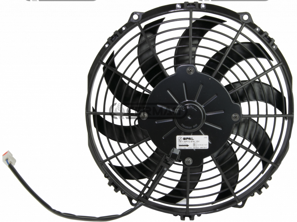Ventilateur aspirant electrique 12V - Diametre externe Ø284,50mm - Ref. 05368 SPAL VA11-AP7/C57A OEM 0.010.2545.2 ; 001025452 ; 0.010.2526.2 ; 001025462 DEUTZ HURLIMANN LAMBORGHINI MASSEY FERGUSON SAME VA11AP7C57A