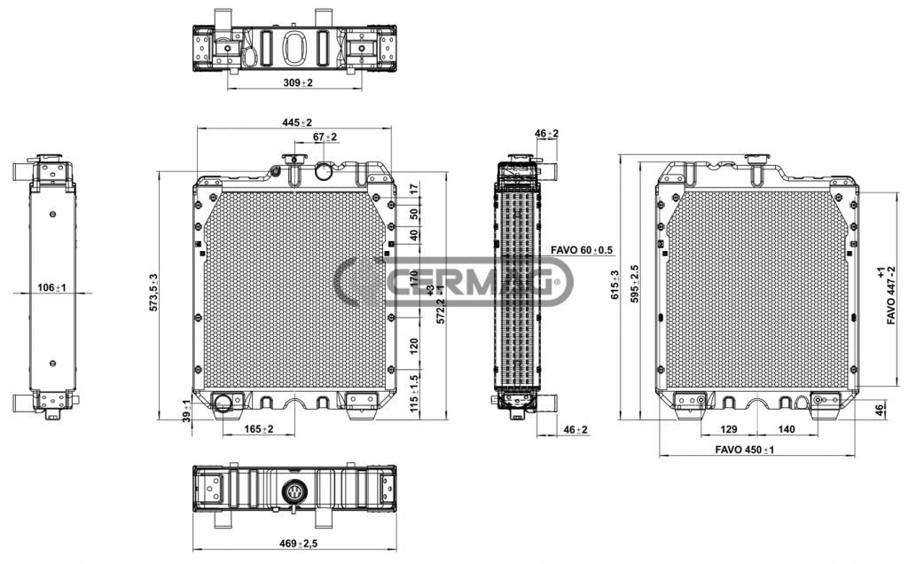 Radiateur FIAT NEW HOLLAND S. TNF85-95F 4FL / CERMAG 12782 Origine 5172926
