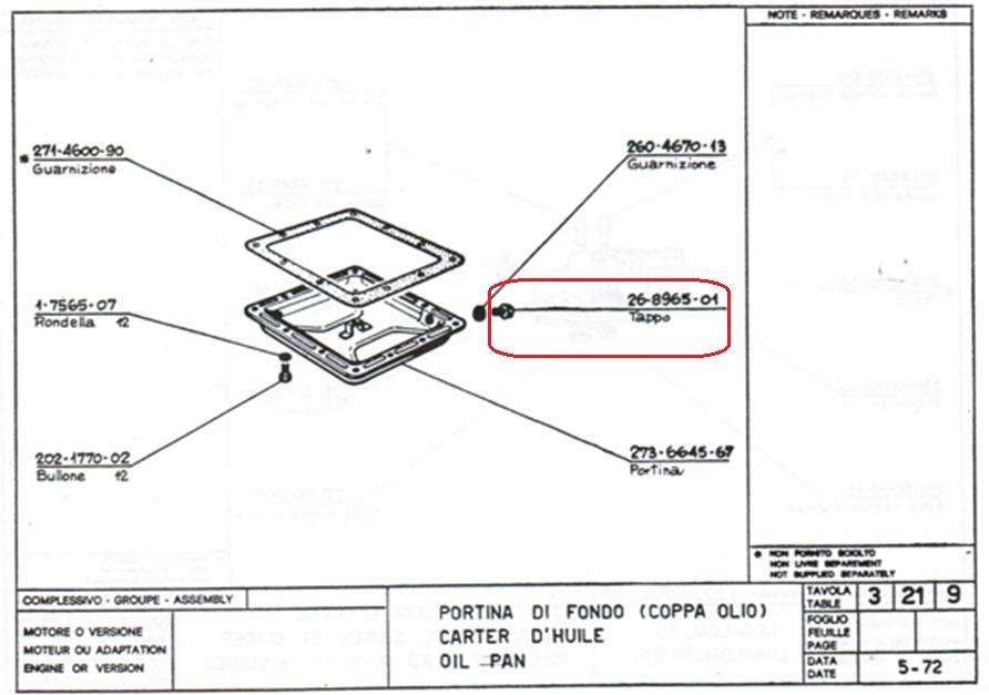 Bouchon vidange carter d'huile LOMBARDINI LDA80 - LDA450 - LDA451 - LDA510