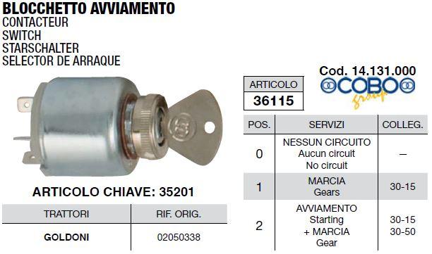 Contacteur clé COBO 14.131.000 GOLDONI 02050338