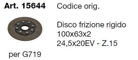 Disque embrayage NIBBI BRUNO G719 (Ø100x63x2 - 15 cannelures Ø24.5x20) CERMAG 15644
