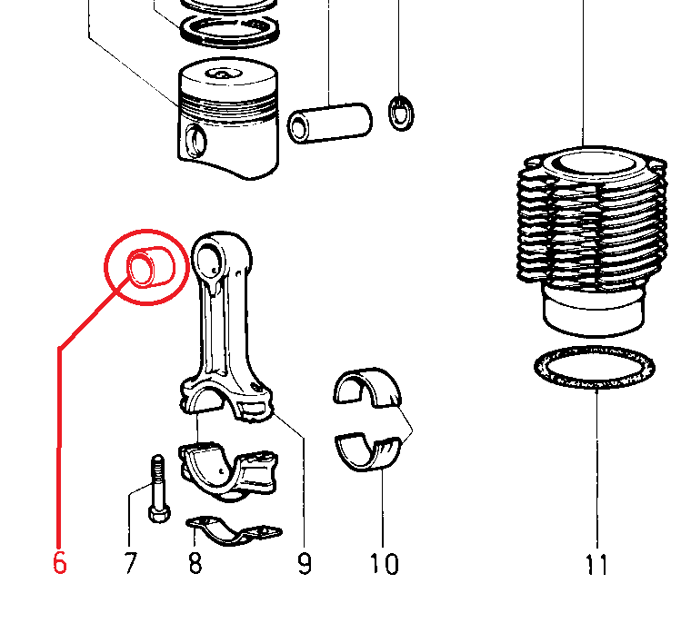 Bague pied bielle LOMBARDINI 7LD600 7LD665 7LD740 8LD600-2 8LD665-2 8LD740-2 (1630.012)