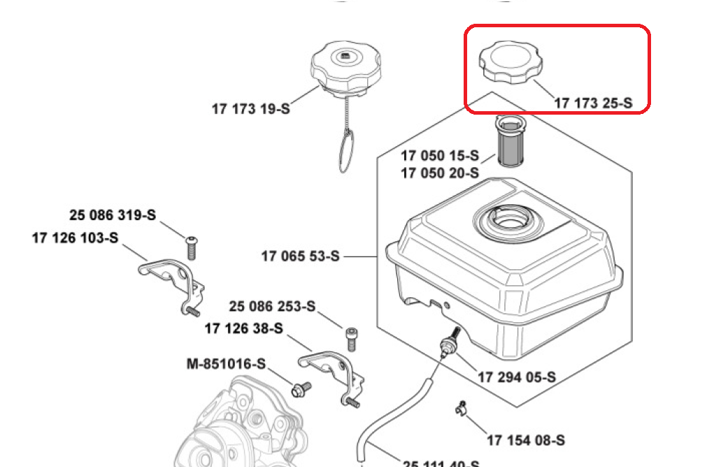Bouchon réservoir essence KOHLER CH260 CH270 CH395 CH440 SH265 (KOHLER LOMBARDINI) 17173 46-S Ex. 17 173 25-S