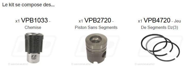 Kit cylindre + Piston DEUTZ F3L913 F4L913 F6L913 - Ref. VPB9671 DEUTZ 02928137 Allis Chalmers 2928137