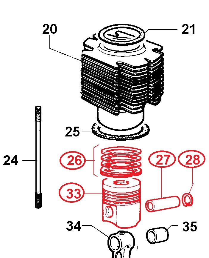 Piston complet 5LD825-2 5LD825-3 5LD825-4 LDA830 LDA832 LDA833 LDA833 5LD824-3/B LOMBARDINI Ø100mm 6500154 - FIN175SL00 ED0065001540-S