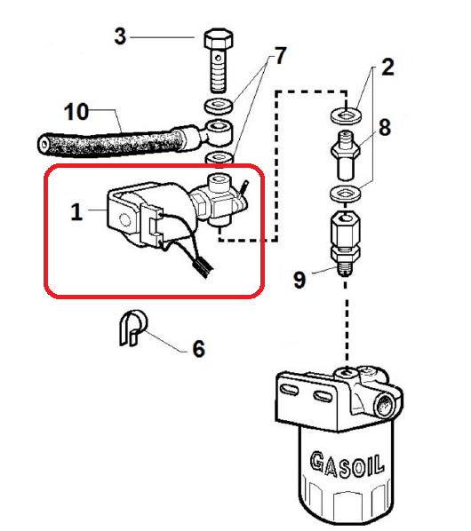 Electrovanne 12V LOMBARDINI ED0035871970-S - Origine KOHLER LOMBARDINI