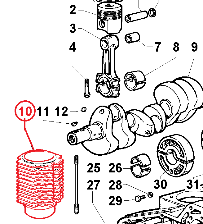 Cylindre 9LD626-2 9LD625-2 11LD625-3 11LD626-3 LDA625-3 LOMBARDINI SP420 RUGGERINI Ø95.00mm ED0023805460-S FINIMPIANTI FIN173SL00