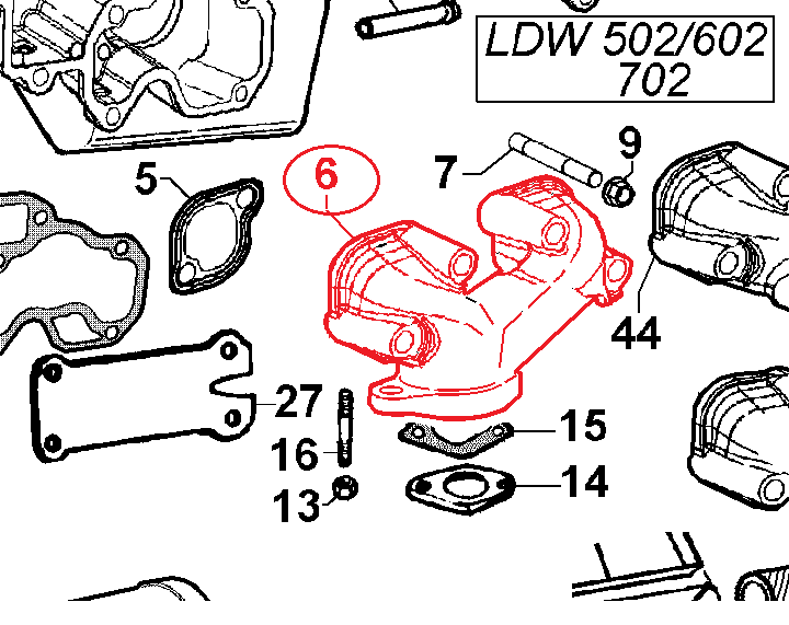 Collecteur Echappement LDW502 LDW602 LDW702 LGW523 LGW627 LOMBARDINI (2486229)