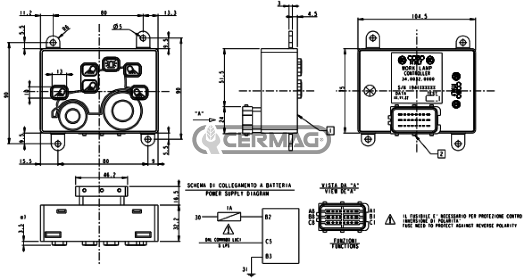Unité de commande d'éclairage pour CNH  OEM 47571857 87331993