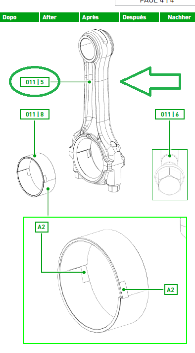 Bielle 1526302 LOMBARDINI 15LD400 15LD440 KD400 KD420 KD440 nouveau modèle (n° > 4513101462)