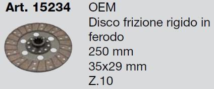 Disque Embrayage Ø250x155 Z.10 Ø35/Ø29mm - ITMA 00660544 ; ARBOS 16295 ; FIAT RUOTE NEW HOLLAND 553914 / ITMA 352 453 500 503 L250 / ARBOS 1000 MAYOR