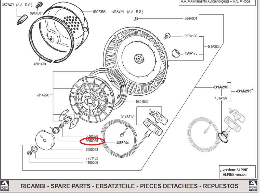 Ressort interne pour couvercle lanceur ACME ADX300 (5660066 - ED0056600660-S)