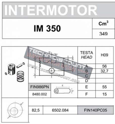 Piston +0.50mm 82,50mm IM350 LOMBARDINI FIN140PC05 FINIMPIANTI OEM 6502084