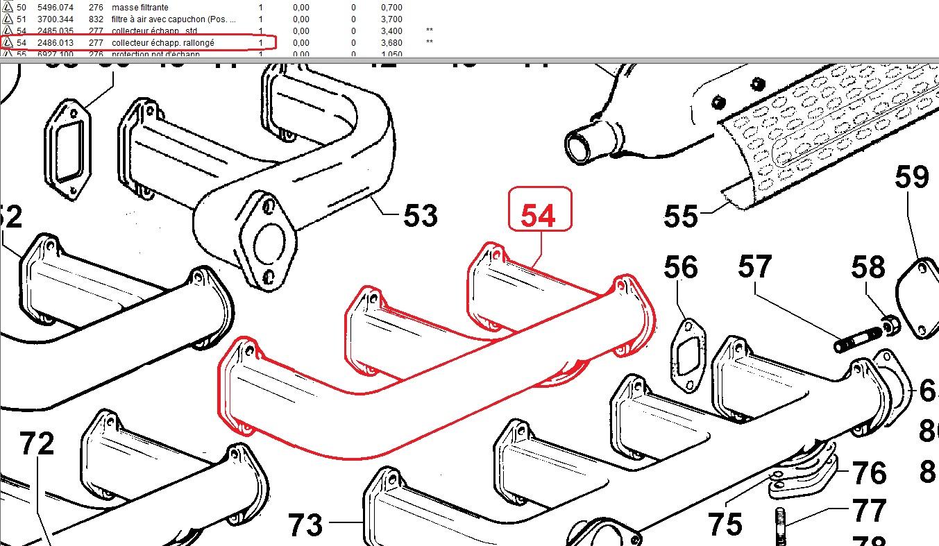 Collecteur Echappement Rallongé LOMBARDINI 2486.013 KOHLER ED0024860130-S / LOMBARDINI 5LD675-3 ; 5LD825-3 ; 5LD824-3/B ; 5LD930-3