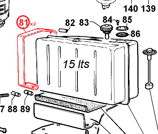 2x colliers fixation réservoir LOMBARDINI ED0036160820-S