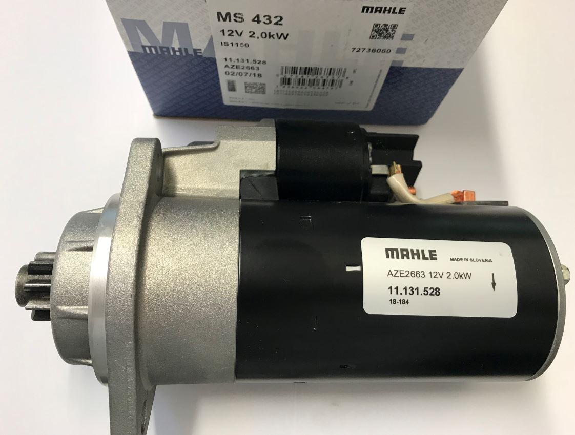 Démarreur 12V 2.0kW ISKRA MS432 / MAHLE AZE2663 / 11.131.528 (equiv. HATZ 050495901) - Moteurs HATZ 1D81 D160 D180 1D90