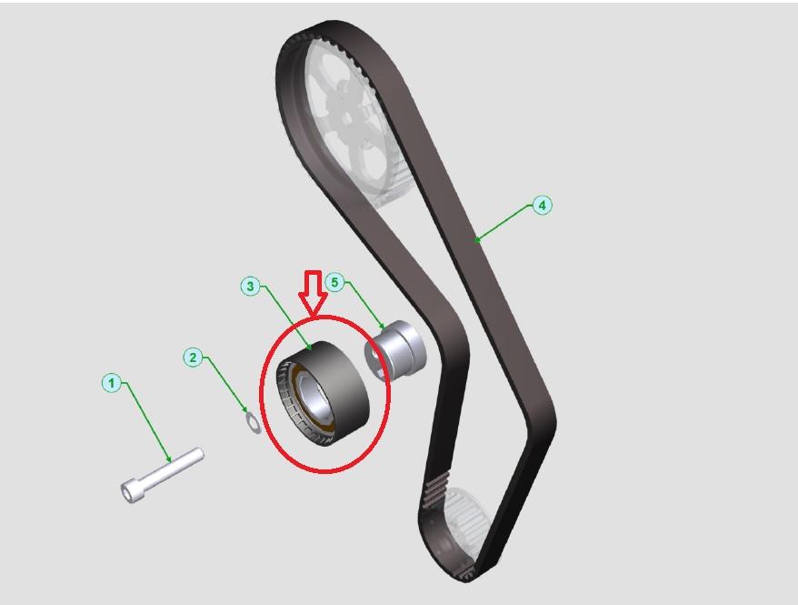 Galet tendeur courroie distribution LDW442 LDW492 LOMBARDINI ED0041100500-S - Ex. ED0041100450-S