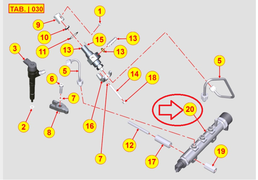 Rampe injection / Common rail 9380012 LOMBARDINI LDW442 LDW442CRS LDW492 DCI KOHLER ED0093800120-S