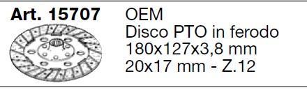 Disque PTO GOLDONI IDA OEM 06300086 / SAME RUOTE SOLARIS 250 350 / AEBI TERATRAC TT40 / BCS INVICTUS K400
