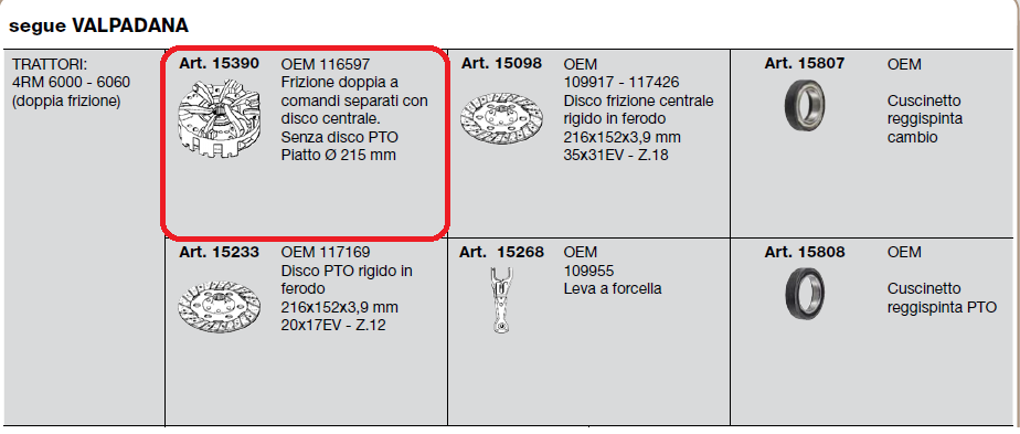 Embrayage double VALPADANA OEM 116597 - VALPADANA 4RM6000 & 4RM6060 / CERMAG 15390