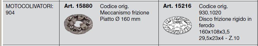 Disque Embrayage Ø160mm 15216 PASQUALI 930.1020 + Mécanisme 15880 / PASQUALI 904 motoculteur