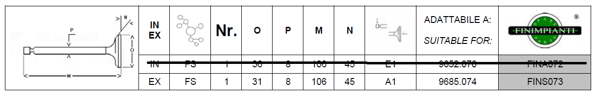Soupape echappement DVA460 DVA515 DVA920 DVA1030 DVA1550 SLANZI 9685074 KOHLER ED0096850740-S Ex. 44.20.36