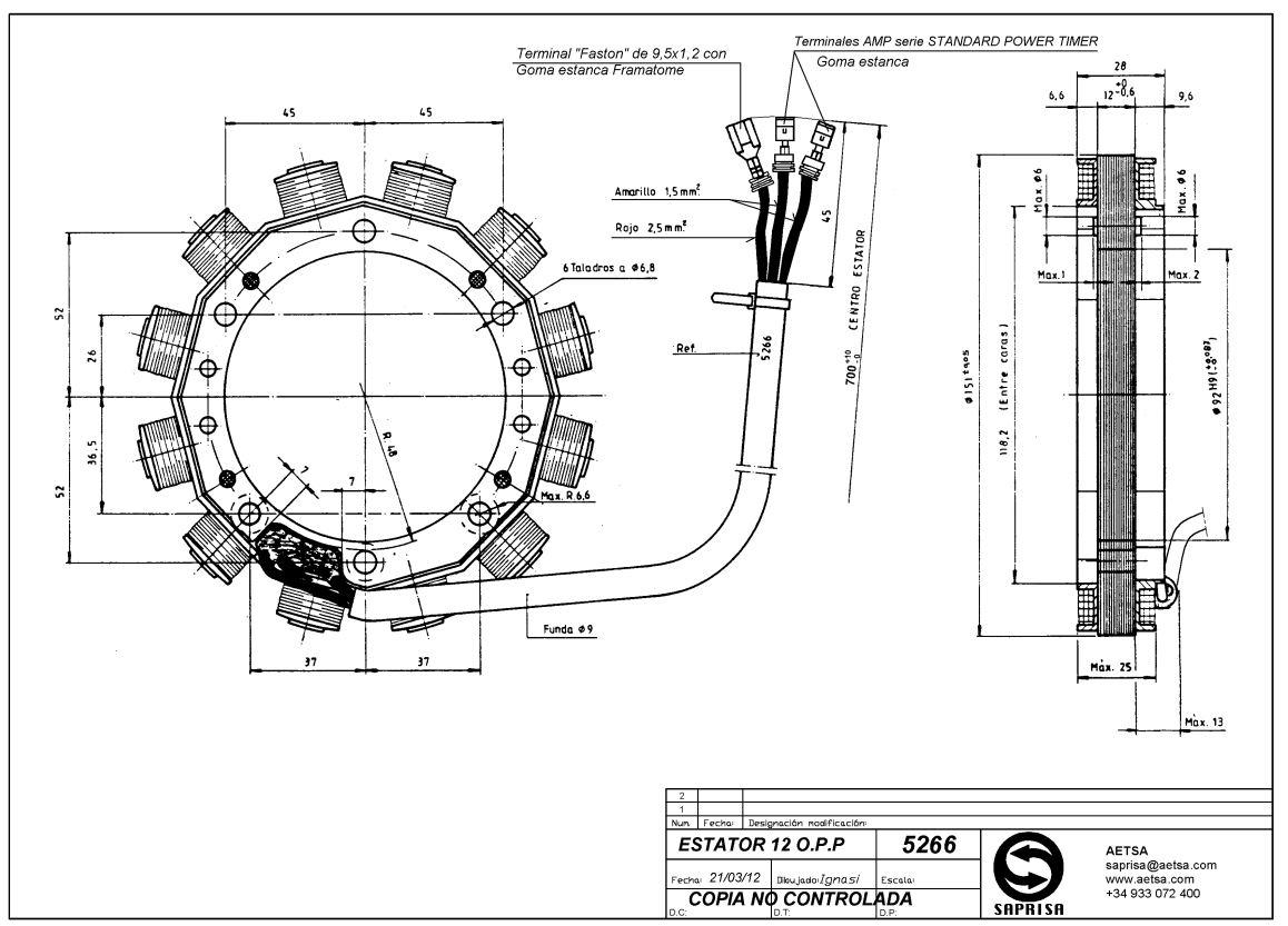 Stator alternateur KOHLER KD440 KD15-440 - LOMBARDINI 15LD400 15LD440 ED0085651160-S SAPRISA 5266