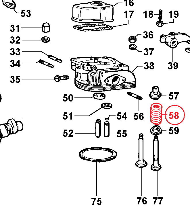 Ressort de soupape 6LD260 6LD325 6LD326 6LD360 6LD400 6LD435 type 500 520 530 LOMBARDINI 5755045