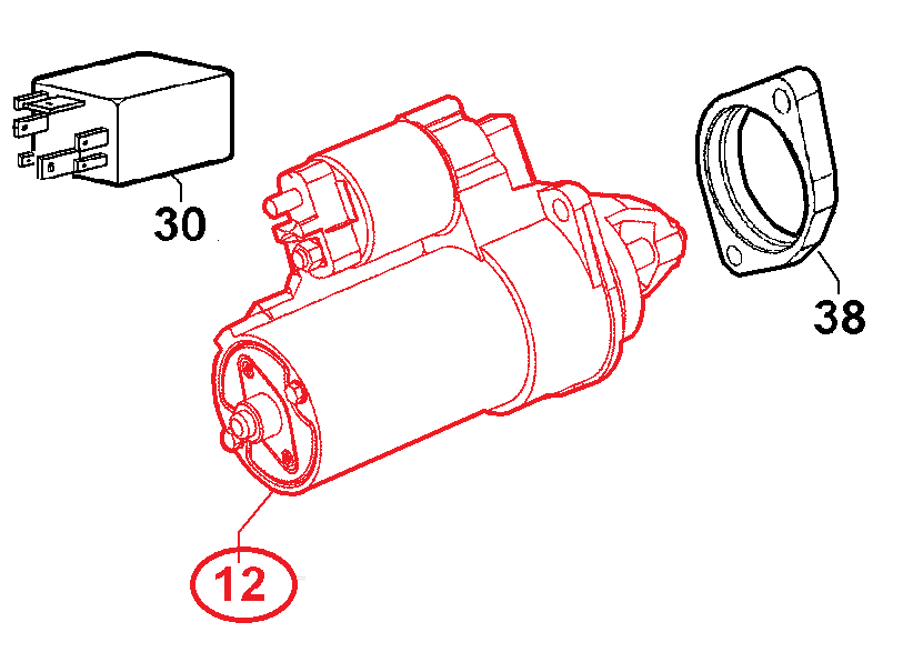 Demarreur 12V 1.7Kw LDW602 LDW702 LDW903 LDW1003 LDW1204 LDW1404 FOCS LGW627 8LD600-2 8LD665-2 S 8LD740-2 9LD561-2 9LD625-2 9LD626-2 3LDsin LOMBARDINI  5840224 - BOSCH 0001115035 - ED0058402240S