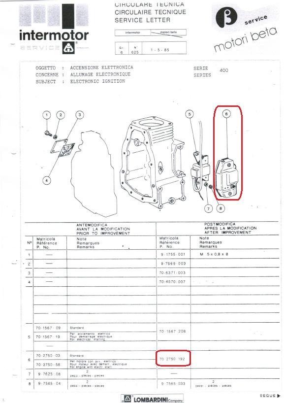 Couvercle pour bobine allumage electronique LA400 LA490 LOMBARDINI INTERMOTOR 70-2750-192 / 2750.192 / ED0027501920-S