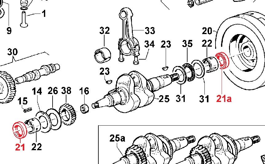 Bague etancheité huile / Joint spy Vilebrequin 40x52x7 KOHLER ED0012134030-S Ex. 05412 ; ED00054R0120-S