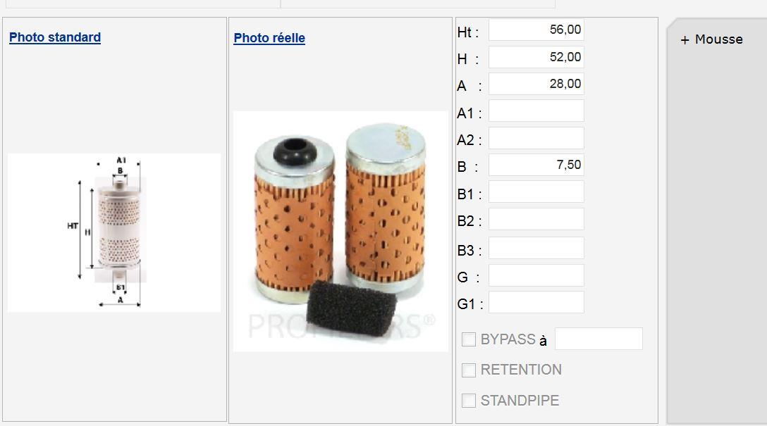 Filtre gasoil HATZ 01635210 / 000001635210 Moteur HATZ 1B20 1B20V 1B27 1B30 1B30V 1B40 1B40V 1B50 1B50V
