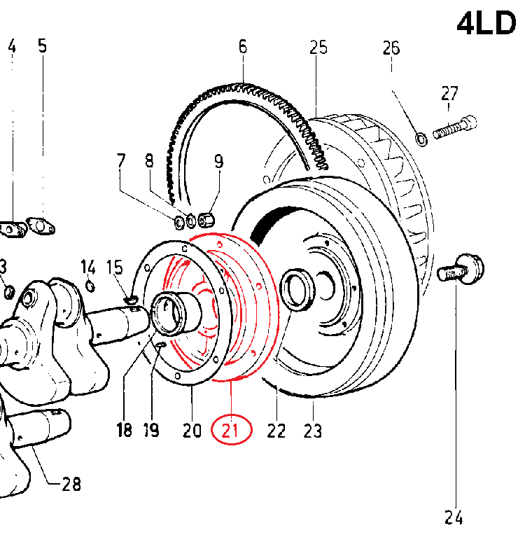 Support côté volant moteur LOMBARDINI 4LD640 (LDA96) 4LD705 (LDA100) 4LD820 (LDA820) ED0086750670-S