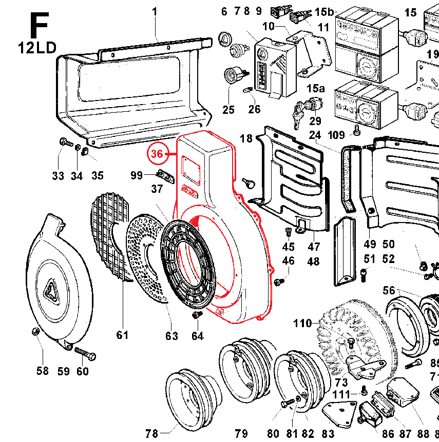 Coiffe ventilateur 12LD435-2 12LD475-2 LOMBARDINI ED0025691940-S