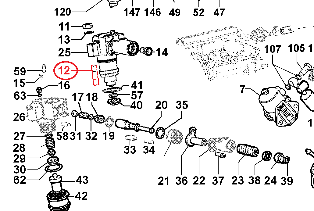 Goujon pompe injection LOMBARDINI LDW502 LDW602 LDW702 LDW903 LDW1003 LDW1204 LDW1404