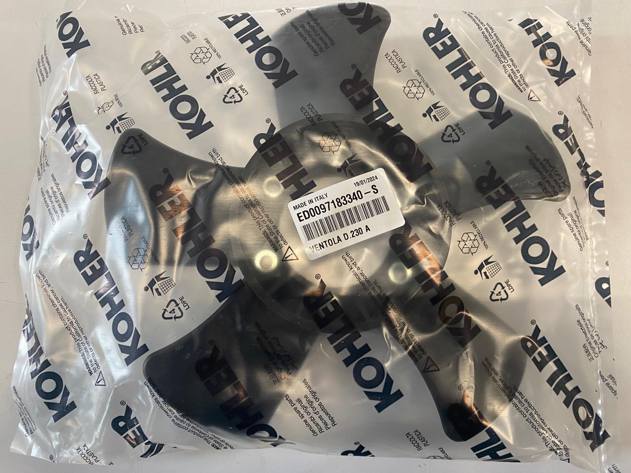 Ventilateur LOMBARDINI KOHLER PIAGGIO ED0097183340-S / FAN D.230 SUCKI. PIAGGIO BLACK Ex. ED0097182680-S