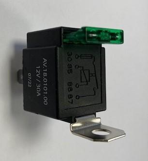 RELAIS ON-OFF 12V-30A AVEC FUSIBLE DE PROTECTION ET ÉQUERRE DE FIXATION - COBO AV.18.0101.00 / AV18010100