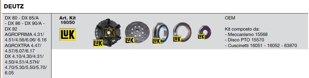 KIT EMBRAYAGE (MECANSIME + DISQUE PTO + 3x COUSSINETS ROULEMENTS) OEM 231002017,631307411 DEUTZ AGRIPRIMA 4.31 4.51 4.56 6.06 6.16 DX80 DX85/A DX86 DX90/A DX92