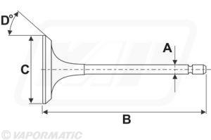 Jeu 4 soupapes admission VPA1200 CASE INTERNATIONAL 3055055R2 A&I A-3055055R2 - CASE D358 DT358 DT402 D155 D179 D206 D239 D246 D268 D358 D310 DT239