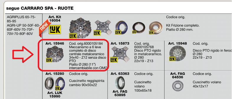 Mecanisme embrayage CARRARO SPA 6000105184 / CARRARO SPA 110 14 140 210 230 240 80 (CERMAG 15946)