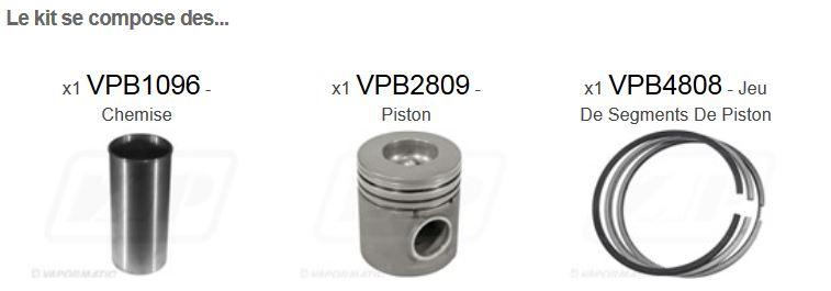 Kit cylindre + Piston PERKINS 1004.40 1004.40T 1006.60T VPB8627 = PERKINS 3135X062 + PERKINS 4181A033  + PERKINS U5LP0057