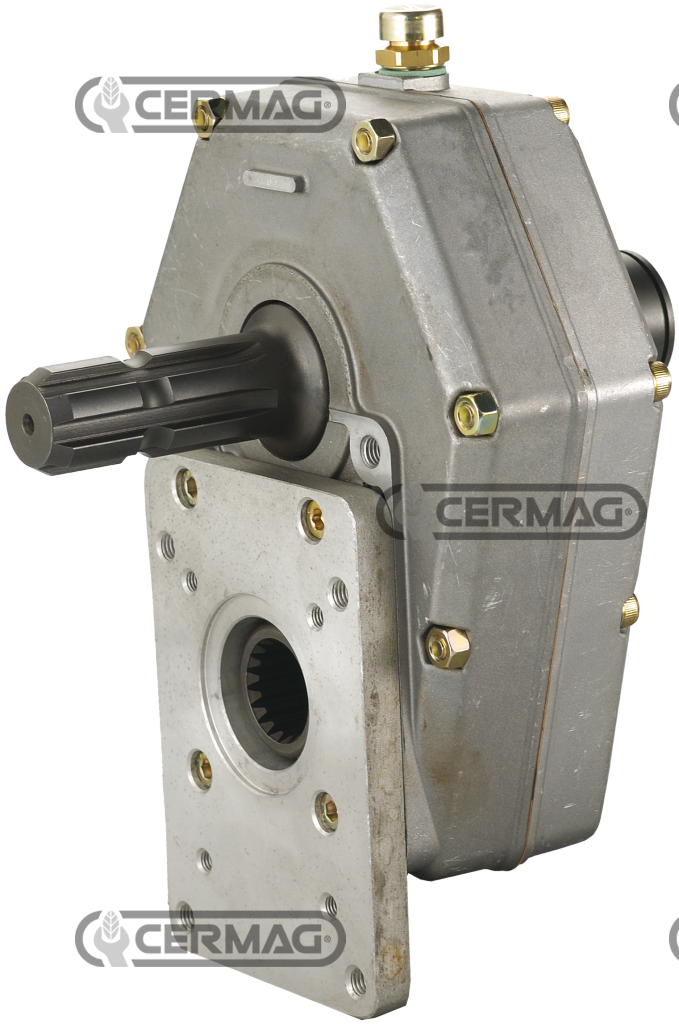 Multiplicateur pour pompes hydraulique des groupe 2 et groupe 3 avec prise de force pour transmission a cardan /  1" 3/8" femelle - male /  CERMAG 80955
