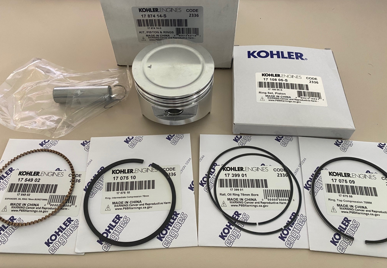17 874 14-S KOHLER - Piston complet avec jeu segments KOHLER CH395 KOHLER 1787414 ; 1787414-S (Jeu segments KOHLER 17 108 05-S inclus)
