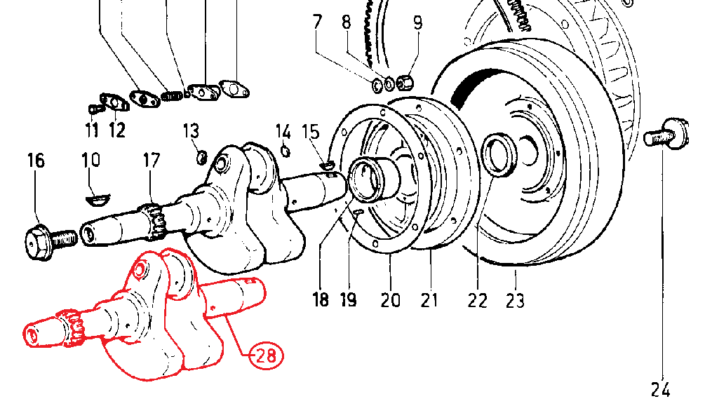 Vilebrequin version agricole LDA96 LDA100 - 4LD640 4LD705 LOMBARDINI 1050005 / FINIMPIANTI FIN019CK