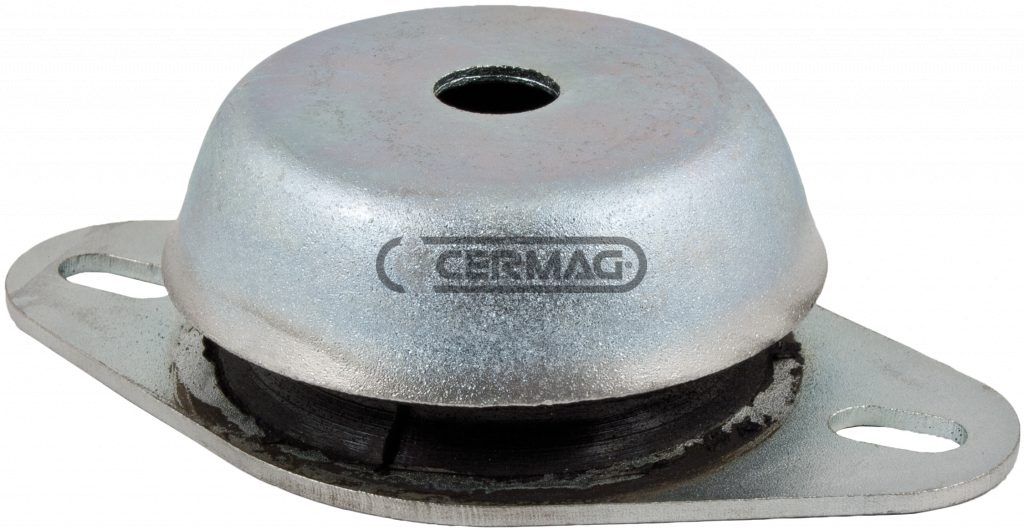 Silent block / support antivibrant a cloche  Diamètre 92 mm Hauteur 45 mm (à commander) Moteurs thermiques et électriques, compresseurs, motopompes, cabines pour tracteurs et engins de terrassement CERMAG 60684