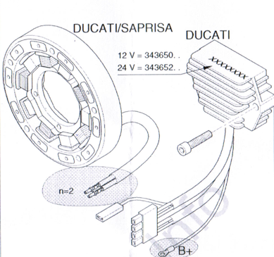 Regulateur tension 12V DUCATI HATZ 2G40 1D41 1D50 1D81 1D90 1B20 1B27 1B30 HATZ 01983800 / DUCATI 34365004 HATZ 000001983800