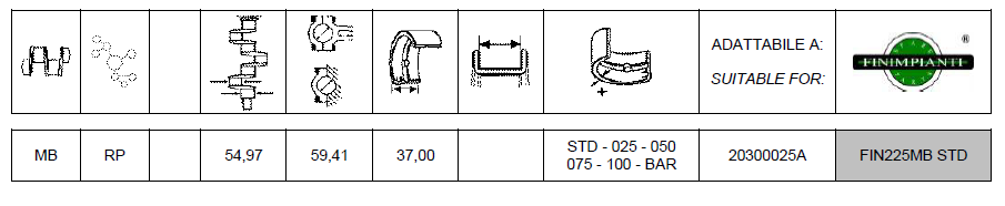 Coussinet banc coté distribution VM298 1051SU 1052SU 195SV 295SV 395SV 198SV 298SV 398SV 951SU 952SU 101SU 102SU 106SU FIN225MB_STD VM20300025A