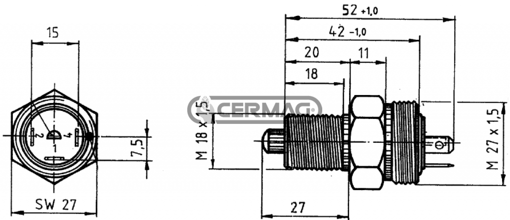 Interrupteur securite demarrage CERMAG 37114 DEUTZ OEM 04191001 0419-1001