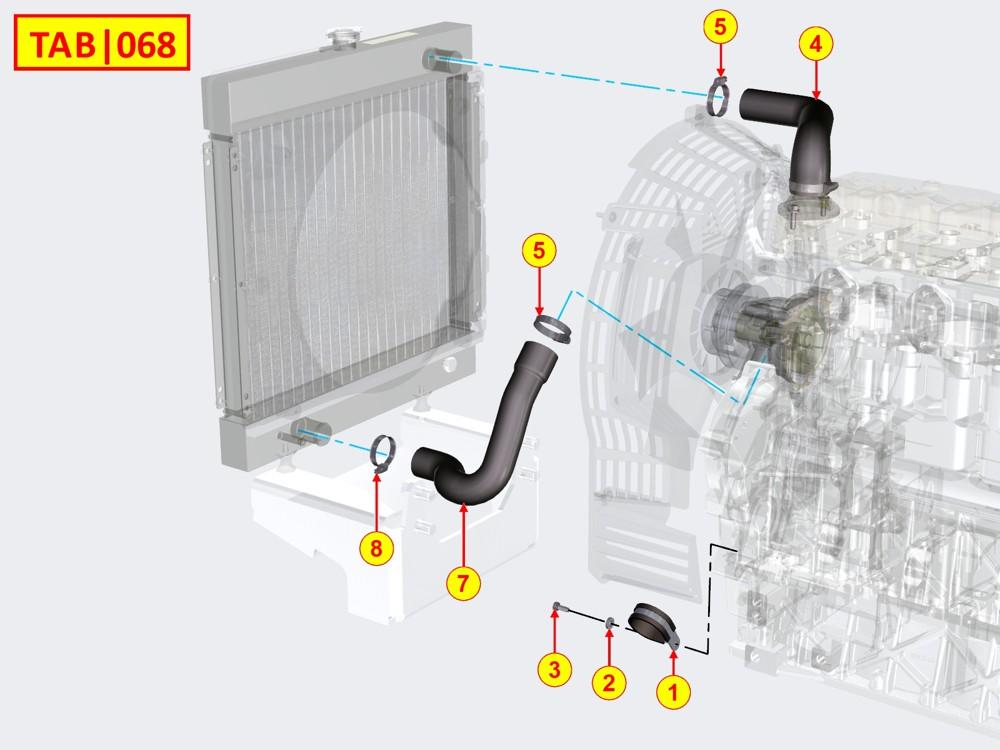Tube, manchon refrigerant KOHLER ED0053652160-S Moteur KOHLER KDI1903M ; KDI2504M